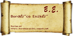 Bordács Enikő névjegykártya